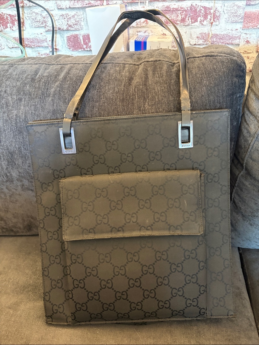GucciMessenger Tote in Black Monogram